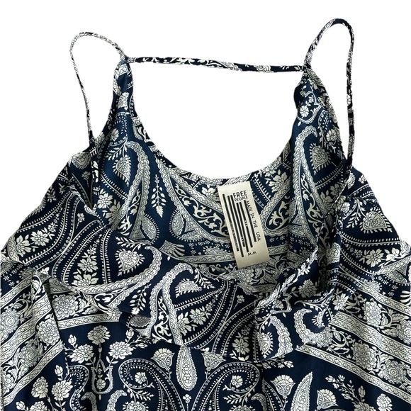 FREE PEOPLE Navy Blue Paisley Mini Dress - Picture 2 of 3